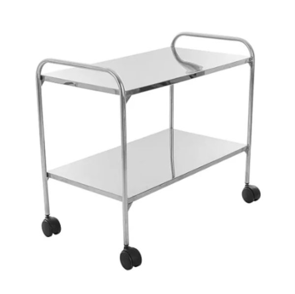 MESA AUXILIAR EM AÇO INOX 60X40X80CM COM RODIZIO